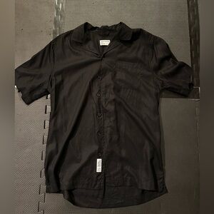 Frank and oak, camp collar shirt black, size XS